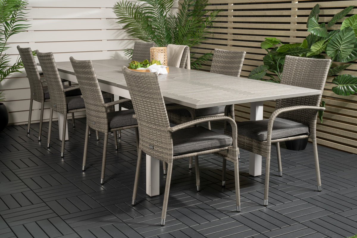 Rectangular Dining Table 74 x 224 x 90 Grey + Dining Chairs 2-pack Grey