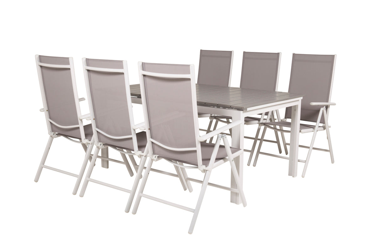 Rectangular Dining Table 75 x 160 x 100 White + Position Chairs 2-pack Grey