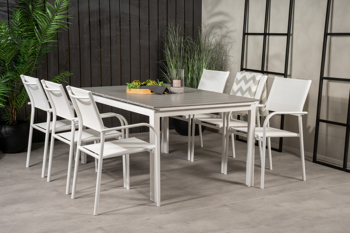 Rectangular Dining Table 75 x 160 x 100 White + Dining Chairs 2-pack White