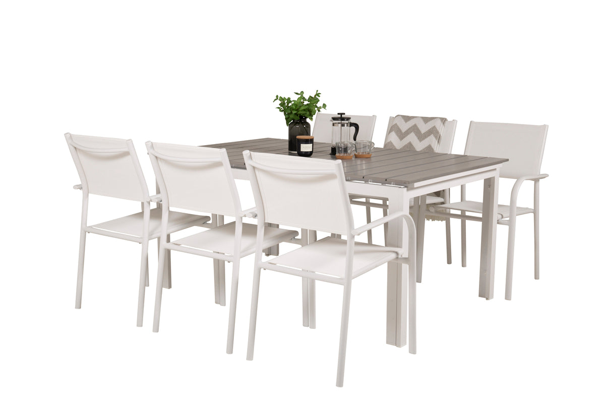 Rectangular Dining Table 75 x 160 x 100 White + Dining Chairs 2-pack White