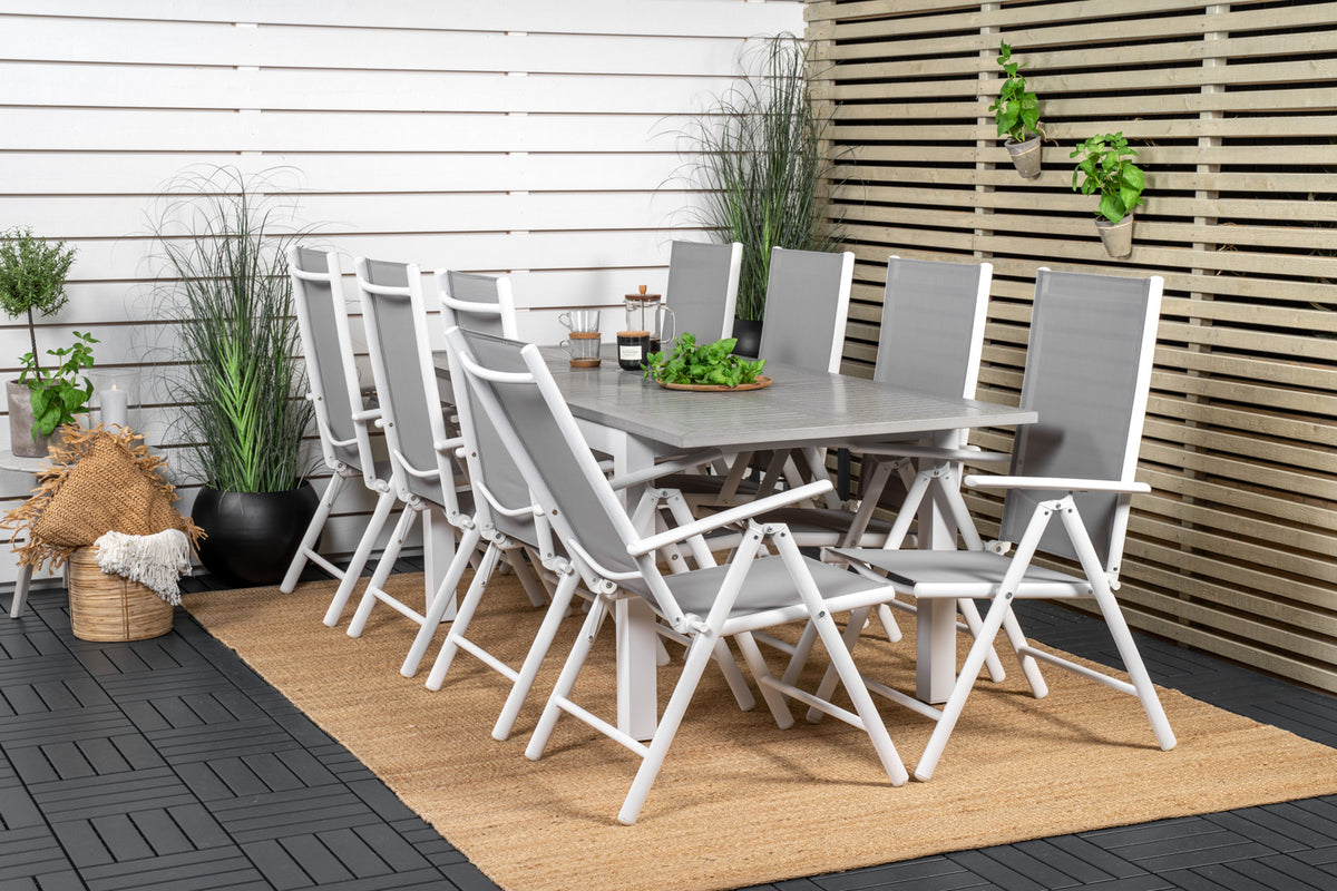 Rectangular Dining Table 74 x 160 x 90 Grey + Position Chairs 2-pack Grey