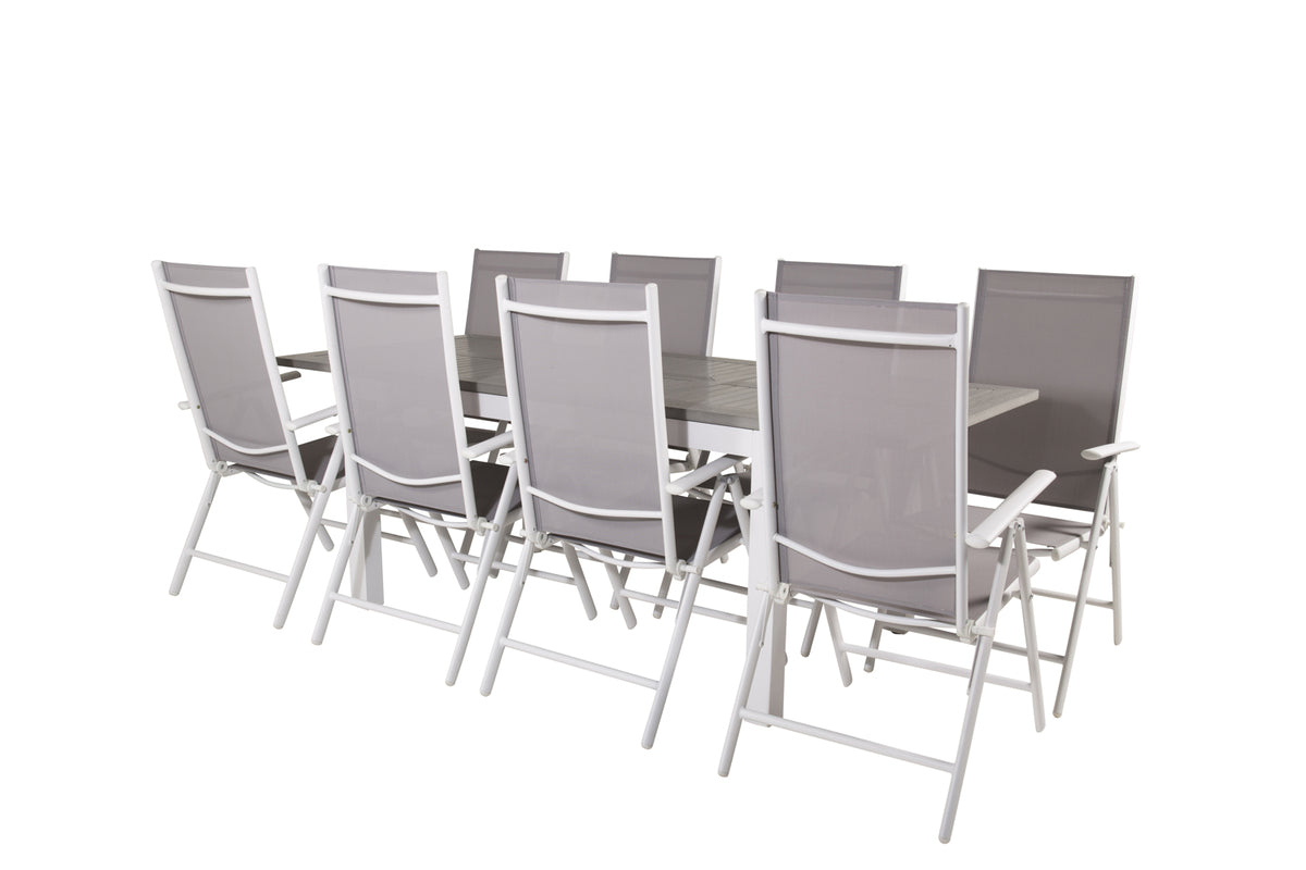 Rectangular Dining Table 74 x 160 x 90 Grey + Position Chairs 2-pack Grey