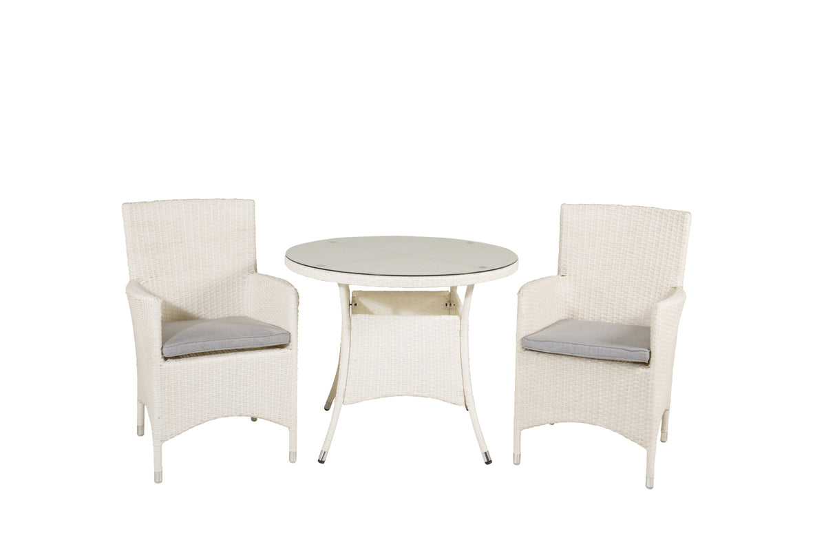 Round Dining Table ø90 White + Dining Chairs 2-pack White