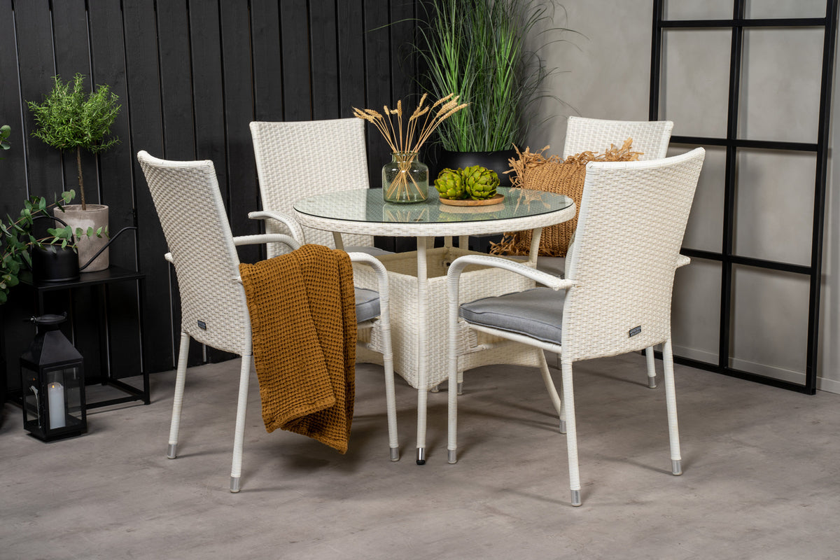 Round Dining Table ø90 White + Dining Chairs 2-pack White