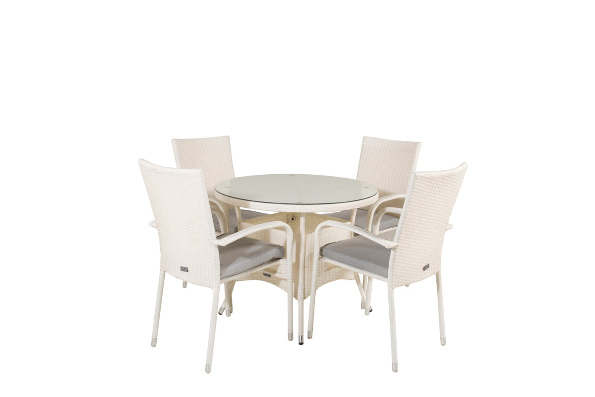 Round Dining Table ø90 White + Dining Chairs 2-pack White
