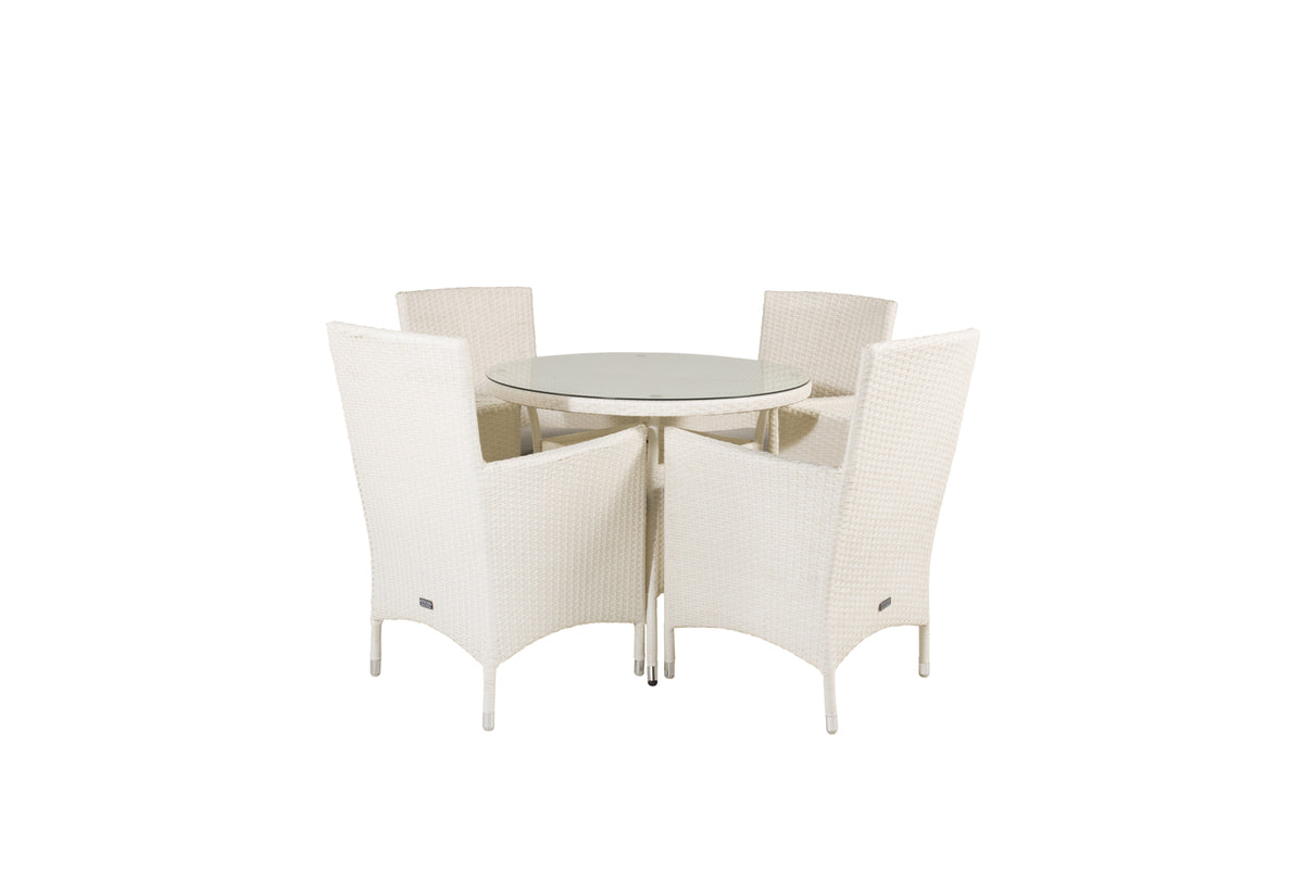 Round Dining Table ø90 White + Dining Chairs 2-pack White