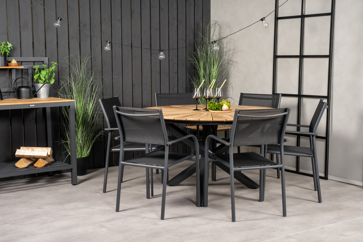 Round Dining Table ø140 Black + Dining Chairs 2-pack Black