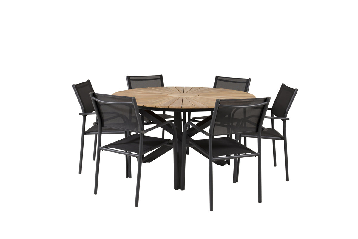 Round Dining Table ø140 Black + Dining Chairs 2-pack Black