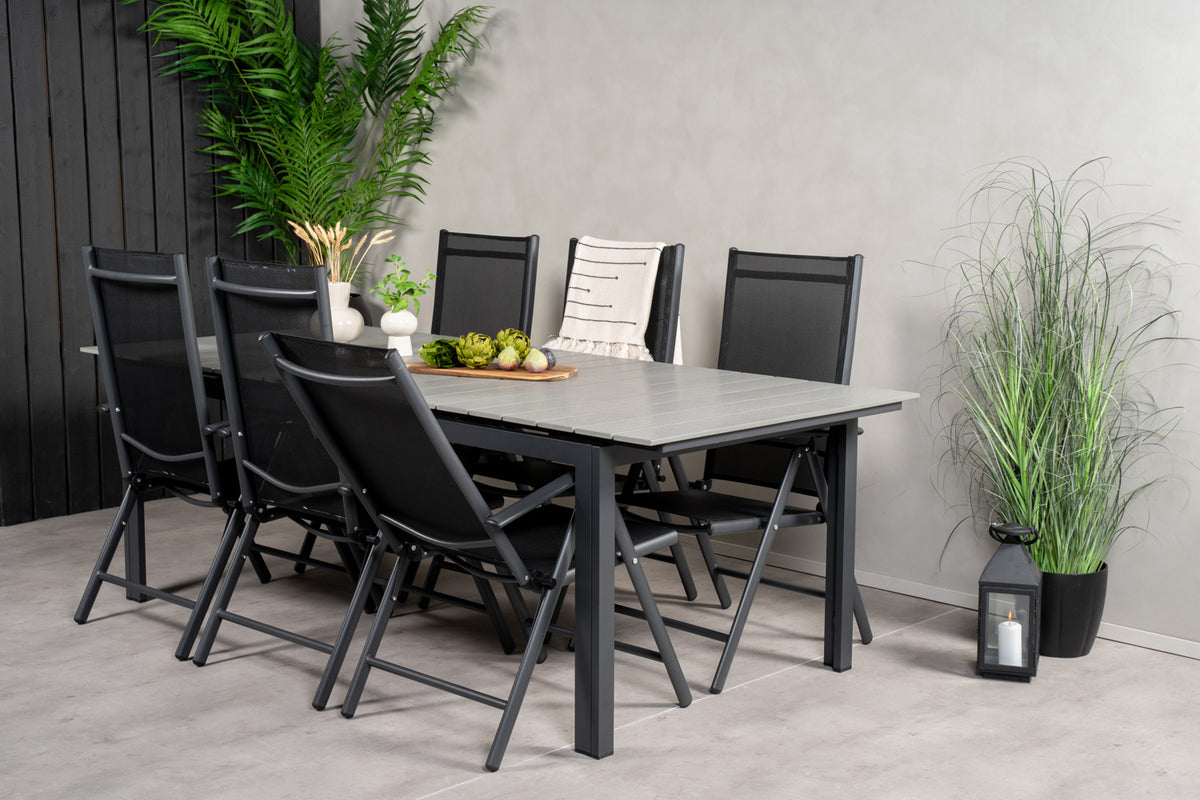 Rectangular Dining Table 75 x 229 x 100 Black + Position Chairs 2-pack Black
