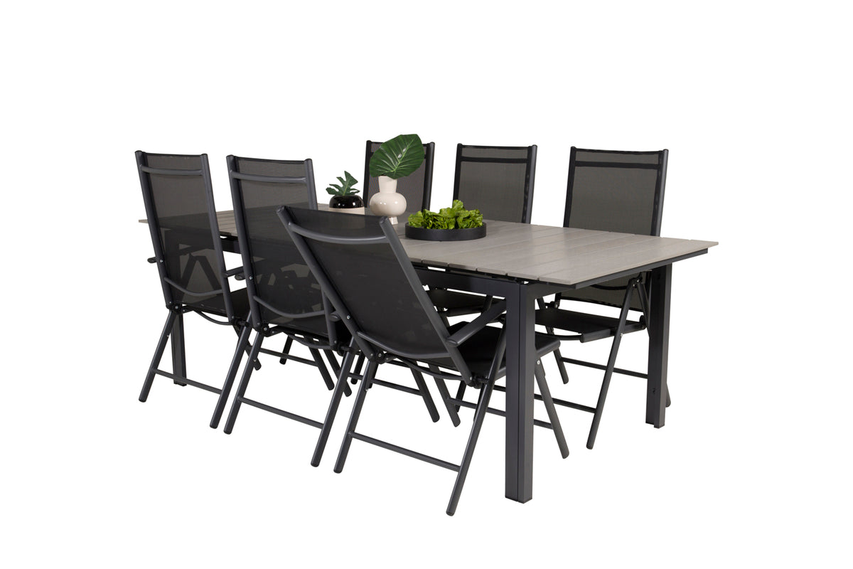 Rectangular Dining Table 75 x 229 x 100 Black + Position Chairs 2-pack Black