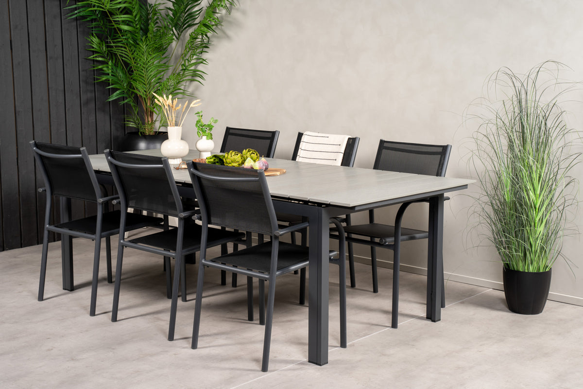 Rectangular Dining Table 75 x 229 x 100 Black + Dining Chairs 2-pack Black