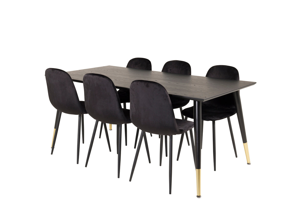 Rektangulära Matbord 180 x 75 x 90 Svart + Matstolar 2-pack Svart - Flextools Est. 2010 | Sweden