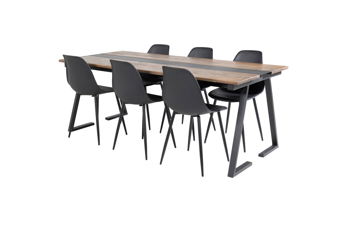 Rektangulära Matbord 75 x 200 x 90 Svart + Matstolar 2-pack Svart - Flextools Est. 2010 | Sweden