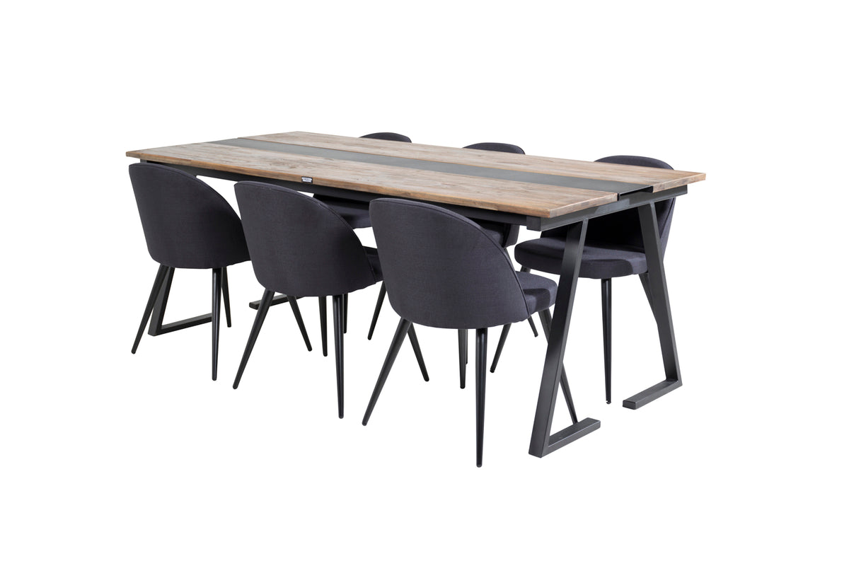 Rektangulära Matbord 75 x 200 x 90 Svart + Matstolar 2-pack Svart - Flextools Est. 2010 | Sweden