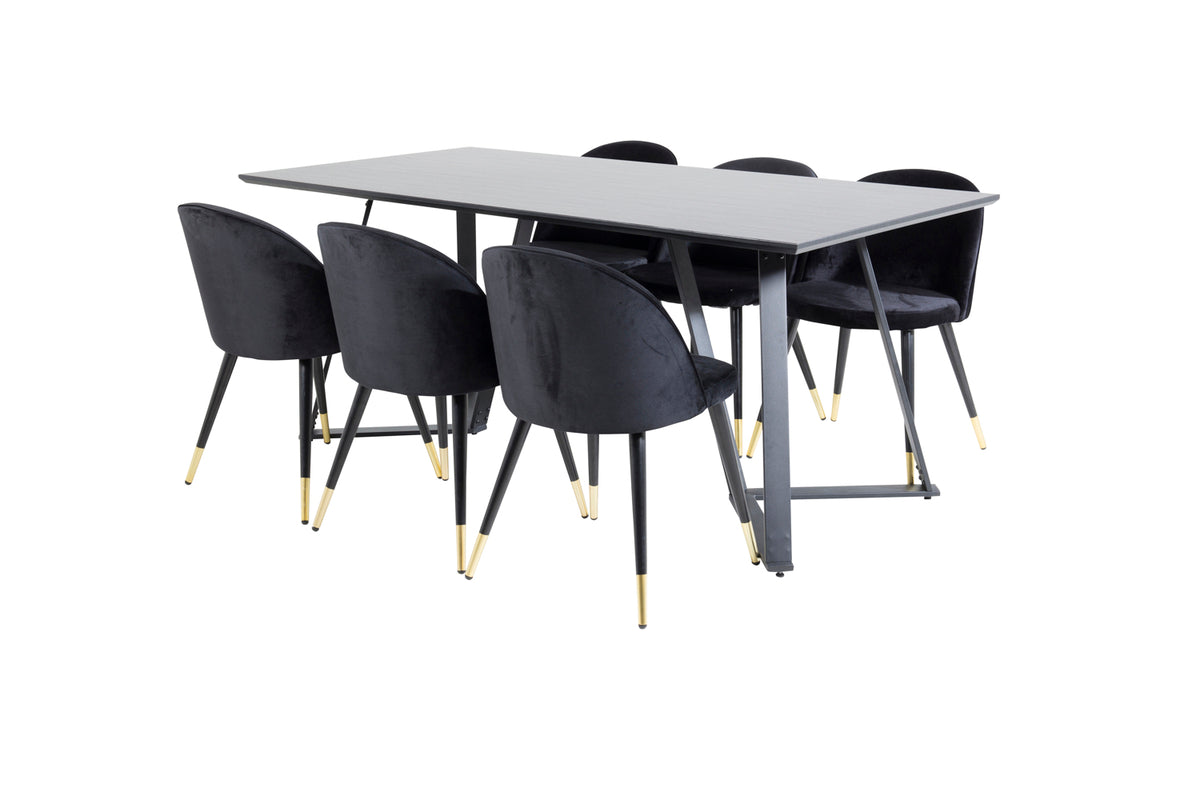 Rektangulära Matbord 180 x 75 x 90 Svart + Matstolar 2-pack Svart - Flextools Est. 2010 | Sweden