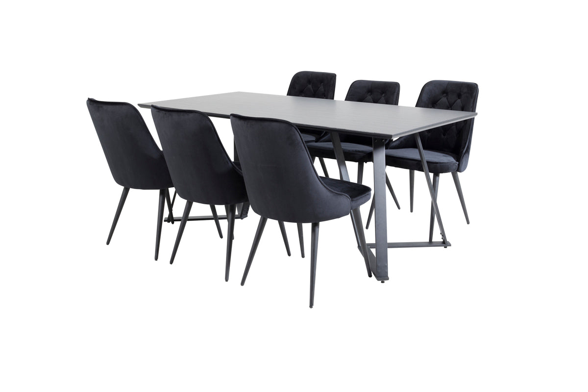 Rektangulära Matbord 180 x 75 x 90 Svart + Matstolar 2-pack Svart - Flextools Est. 2010 | Sweden