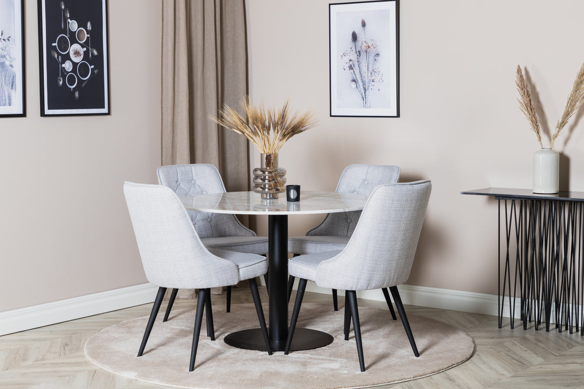 Runda Matbord ø106 Vit + Matstolar 2-pack Grå - Flextools Est. 2010 | Sweden