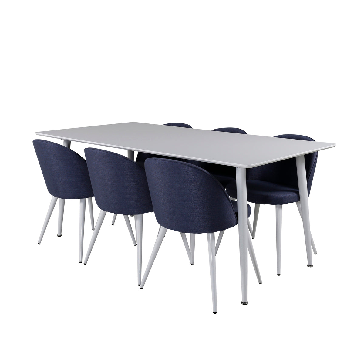 Rektangulära Matbord 180 x 75 x 90 Vit + Matstolar 2-pack Blå - Flextools Est. 2010 | Sweden