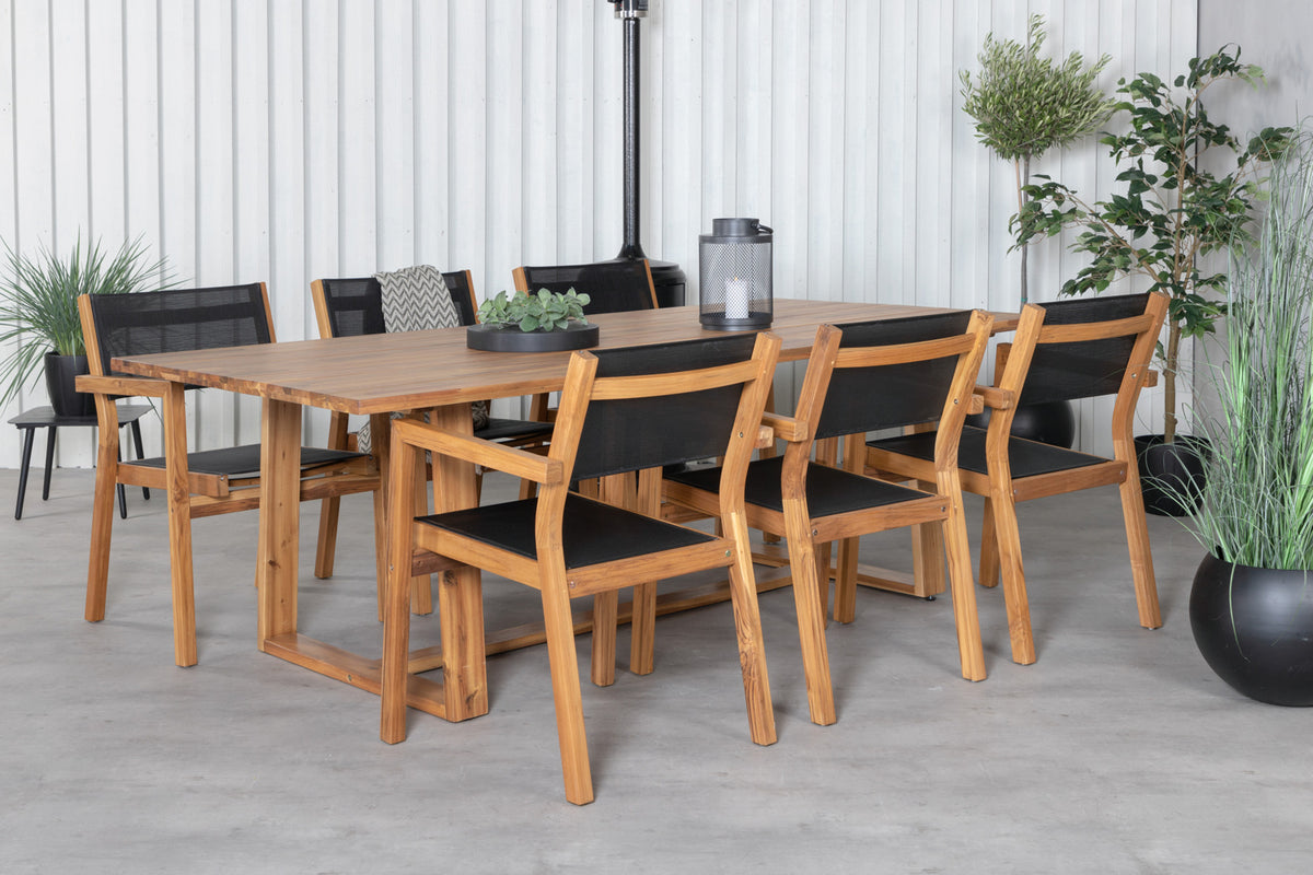 Dining Chairs 2-pack Nature + Rectangular Dining Table 75 x 220 x 100 Nature
