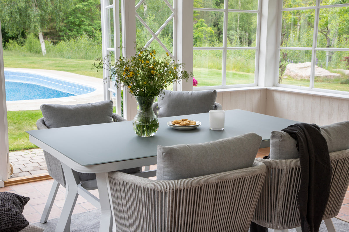 Rectangular Dining Table 74 x 160 x 90 Grey + Dining Chairs 2-pack Grey