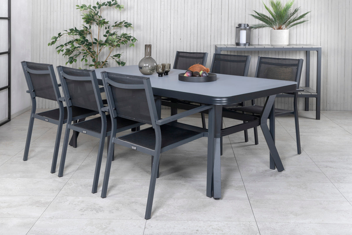 Rectangular Dining Table 74 x 200 x 100 Black + Dining Chairs Black