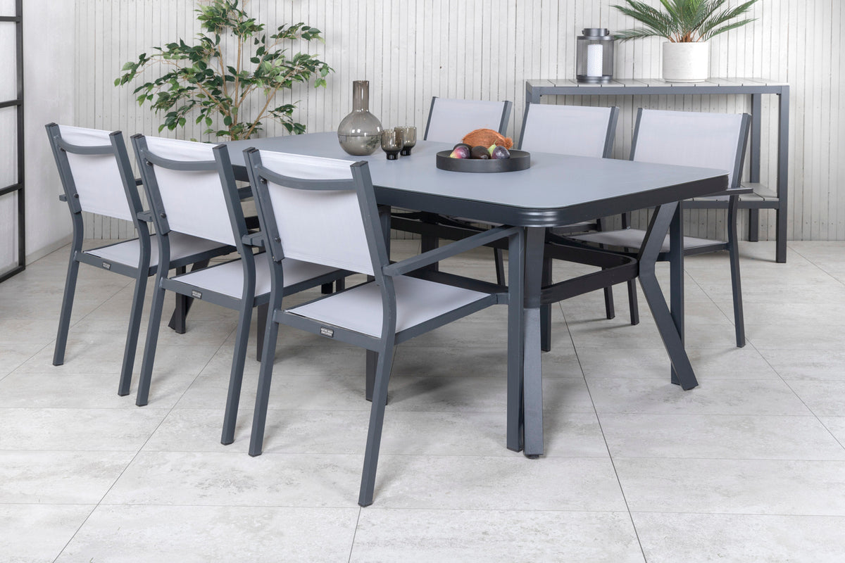 Rectangular Dining Table 74 x 200 x 100 Black + Dining Chairs