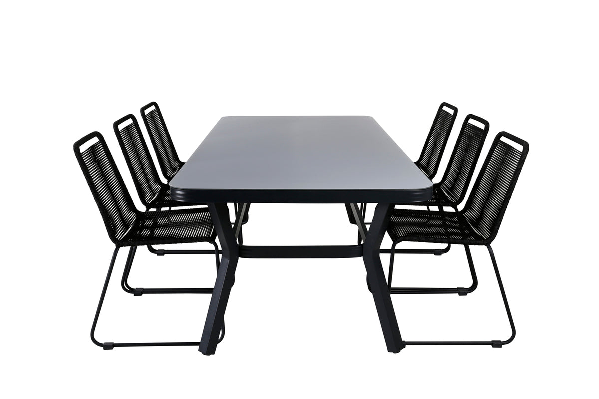 Rectangular Dining Table 74 x 200 x 100 Black + Dining Chairs 2-pack Black