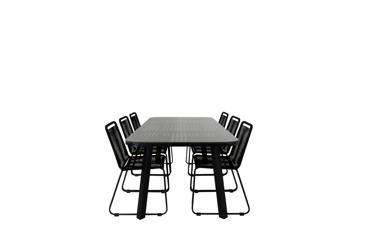Rectangular Dining Table 74 x 200 x 100 Black + Dining Chairs 2-pack Black