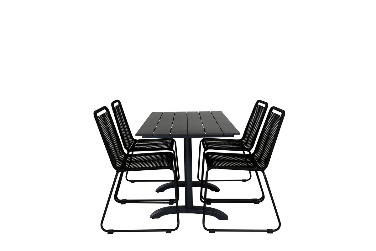 Rectangular Dining Table 74 x 120 x 70 Black + Dining Chairs 2-pack Black