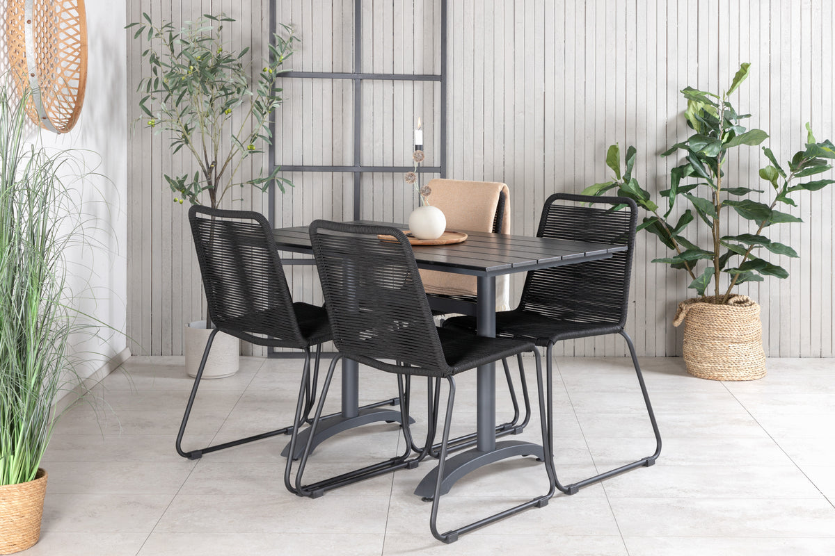 Rectangular Dining Table 74 x 120 x 70 Black + Dining Chairs 2-pack Black