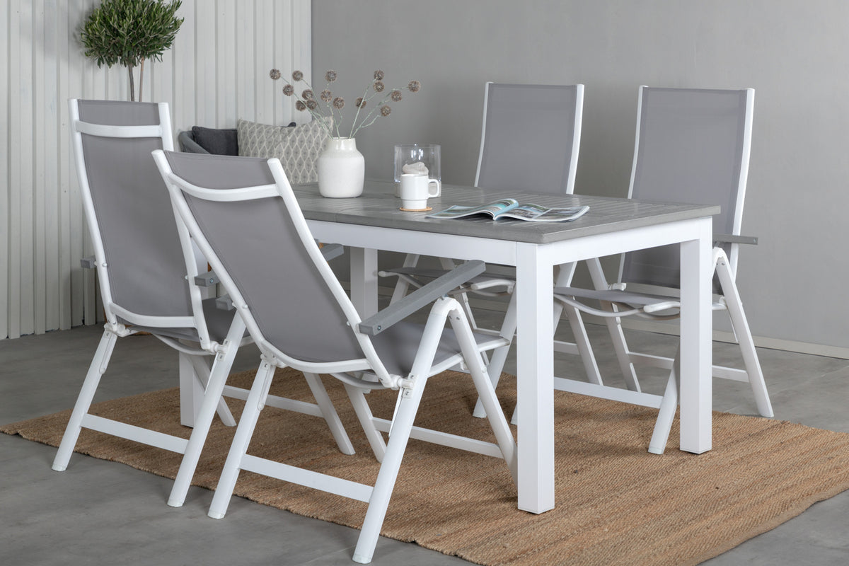 Position Chairs 2-pack Grey + Rectangular Dining Table 74 x 152 x 90 White