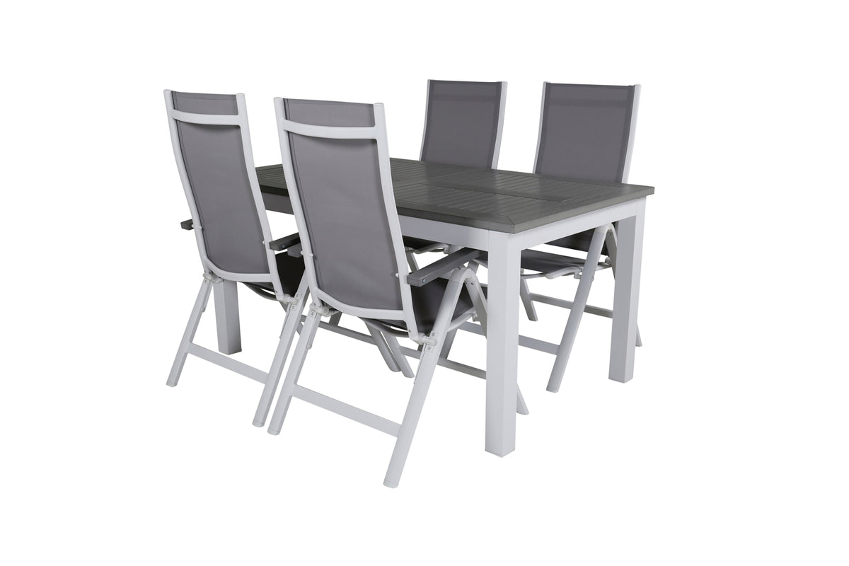 Position Chairs 2-pack Grey + Rectangular Dining Table 74 x 152 x 90 White