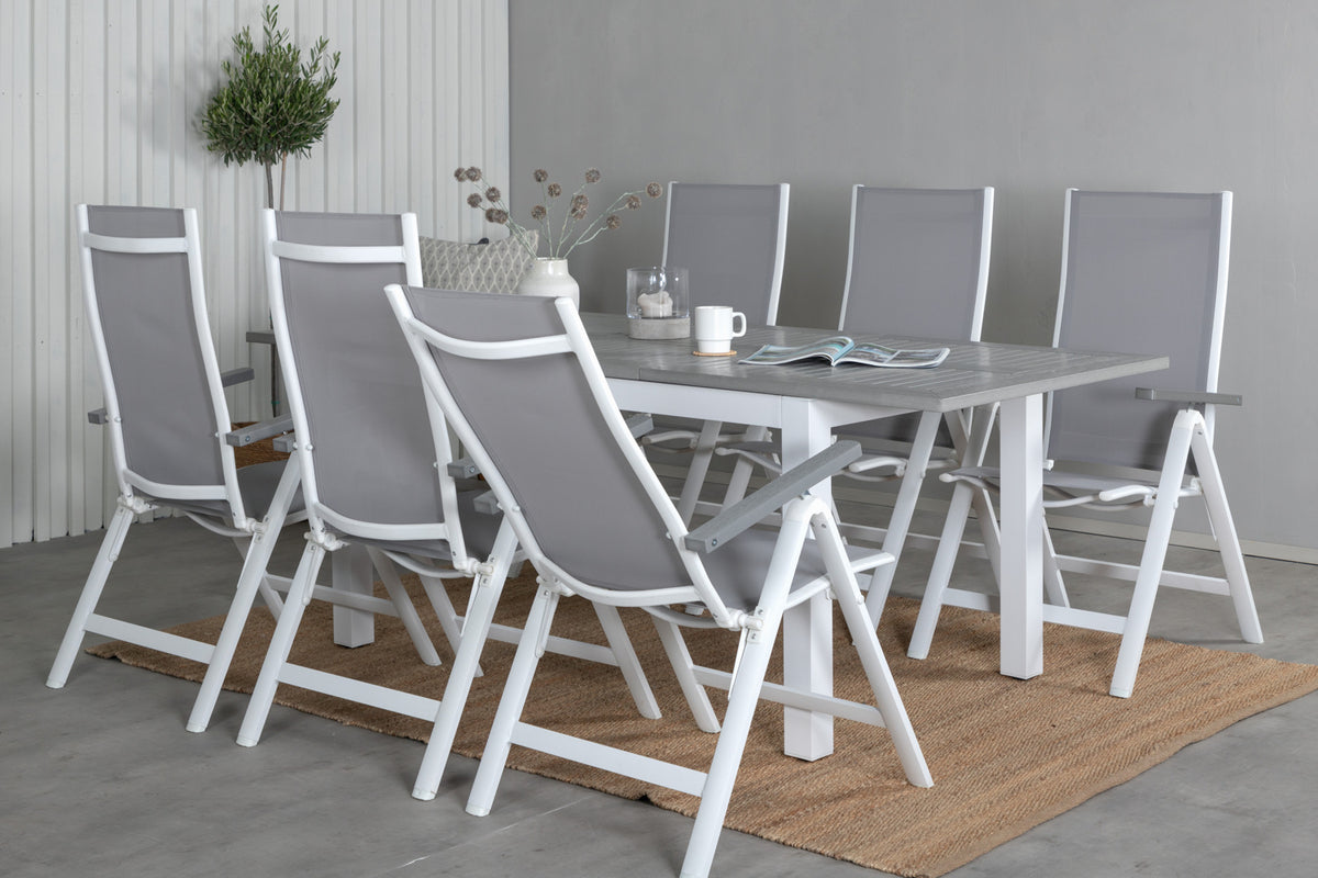 Position Chairs 2-pack Grey + Rectangular Dining Table 74 x 152 x 90 White