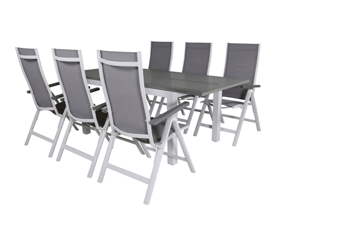 Position Chairs 2-pack Grey + Rectangular Dining Table 74 x 152 x 90 White