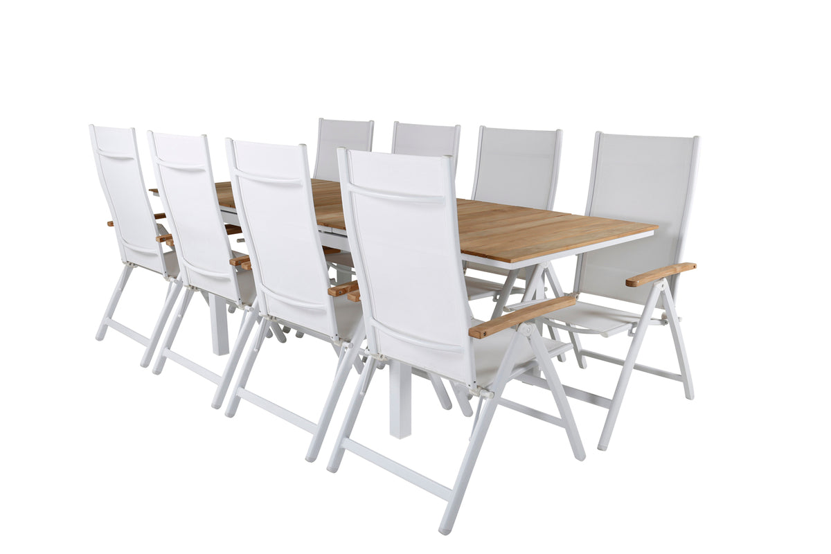 Position Chairs 2-pack White + Rectangular Dining Table 76 x 160 x 90 Nature