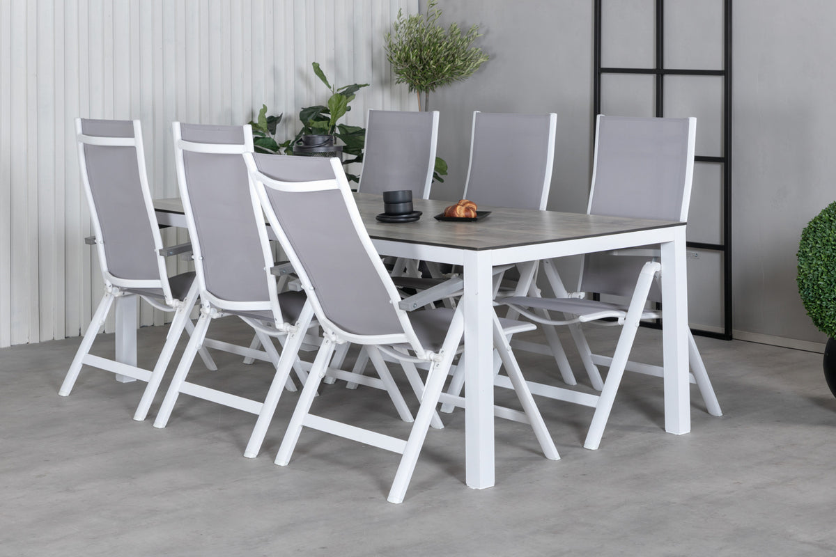 Position chairs 2-pack Grey + Rectangular Dining Table 75 x 205 x 100 Grey