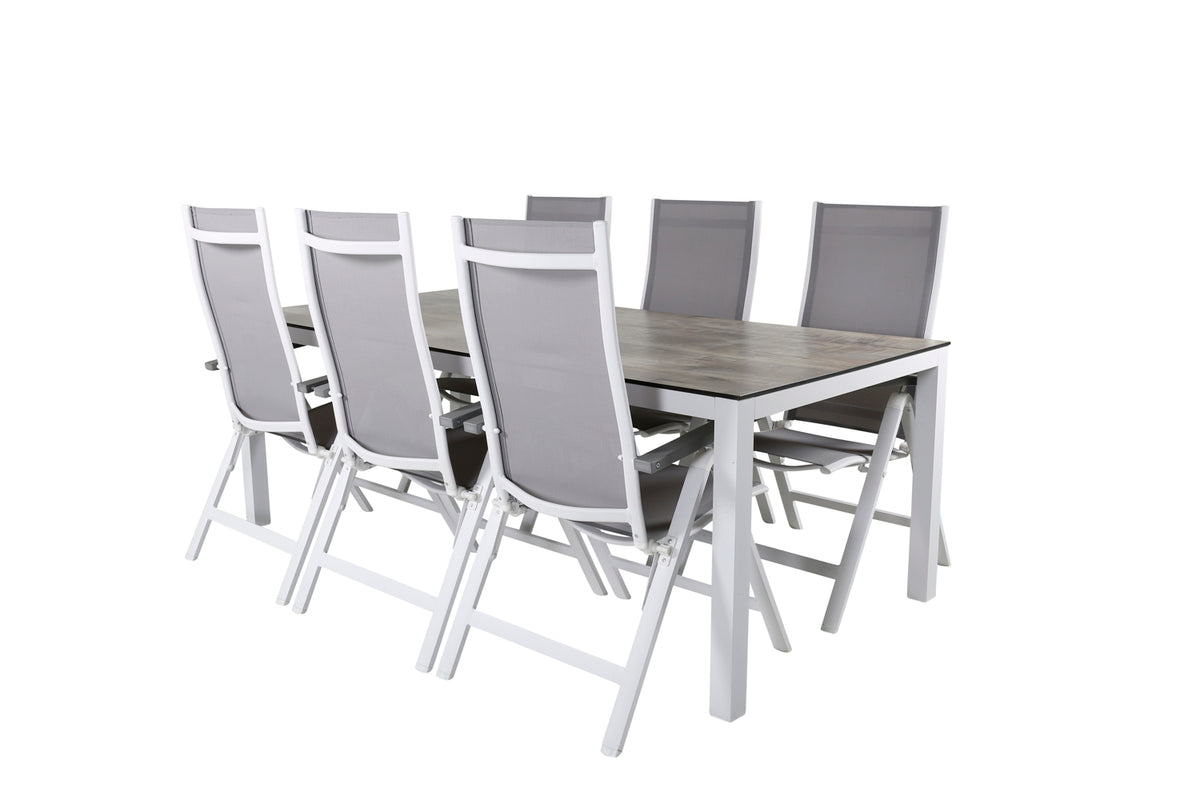 Position chairs 2-pack Grey + Rectangular Dining Table 75 x 205 x 100 Grey