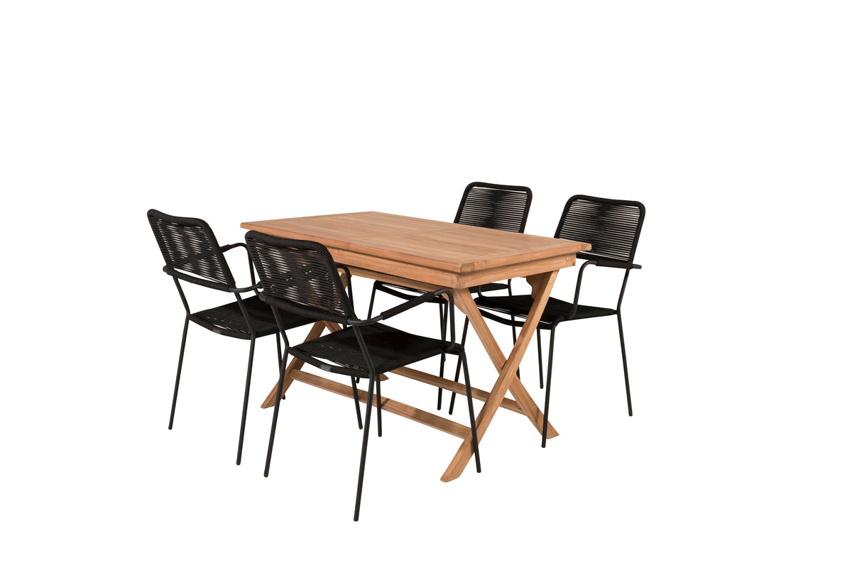 Rectangular Dining Table 70 x 120 Nature + Dining Chairs 2-pack Black