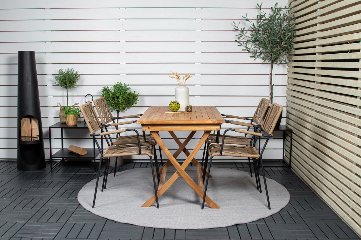 Rectangular Dining Table 70 x 120 Nature + Dining Chairs 2-pack Brown