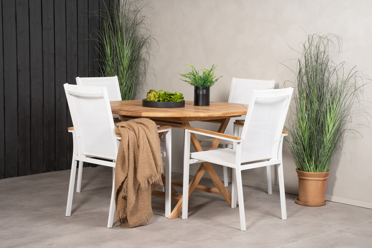 Dining Chairs 2-pack White + Round Dining Table ø120 Nature
