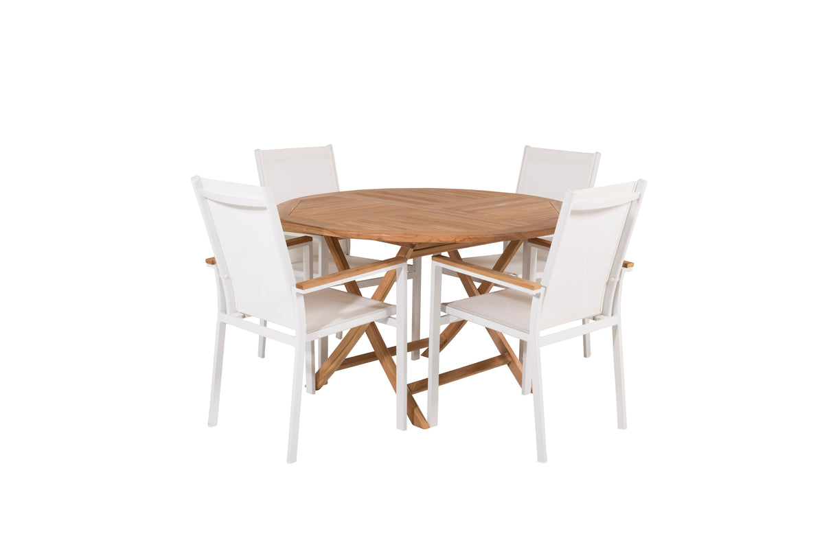 Dining Chairs 2-pack White + Round Dining Table ø120 Nature