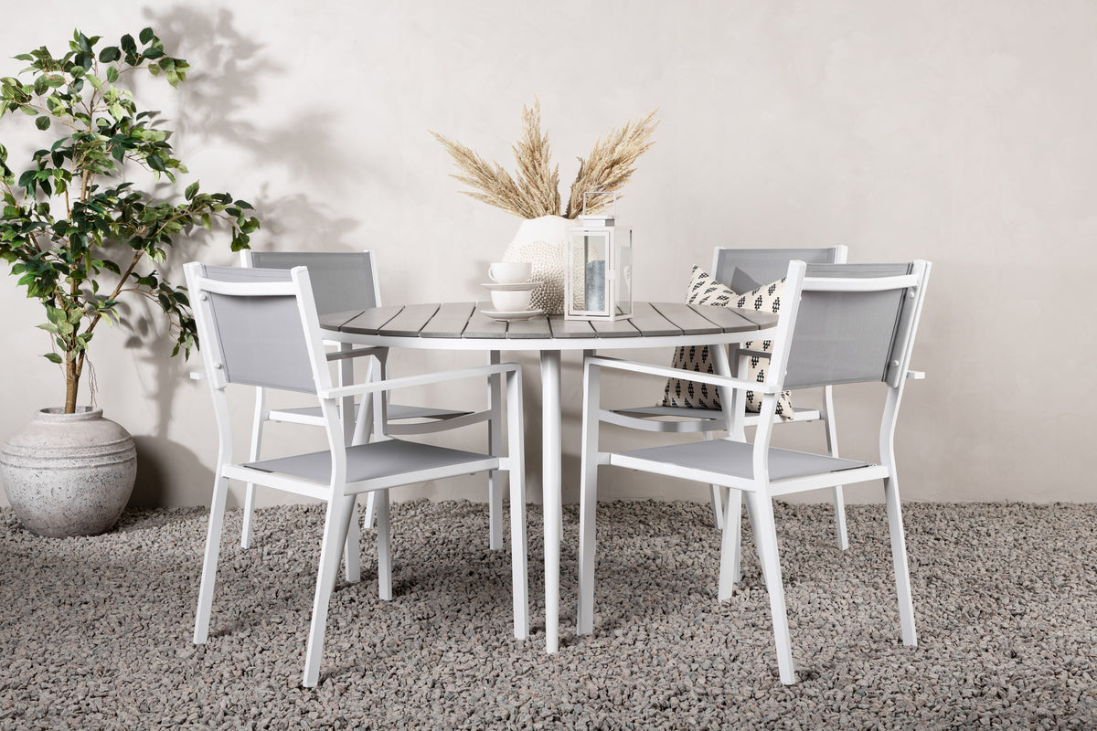 Round Dining Table ø120 Grey + Dining Chairs 2-pack Grey