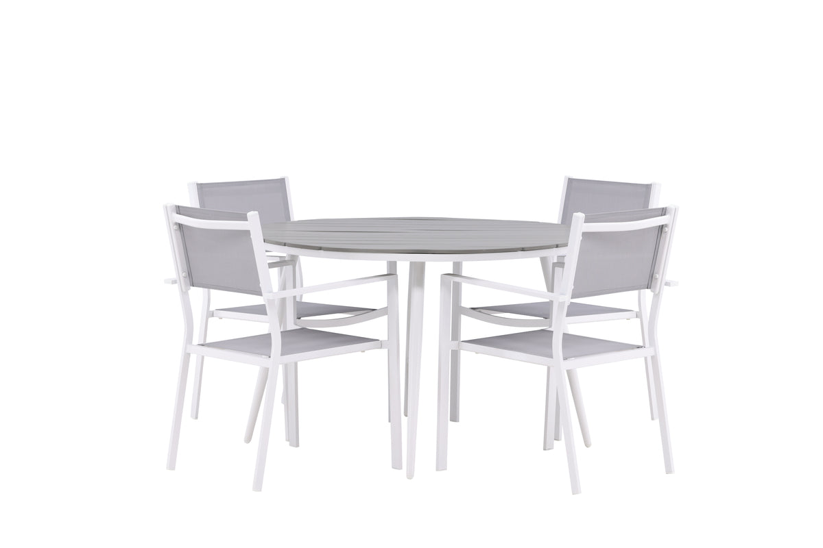Round Dining Table ø120 Grey + Dining Chairs 2-pack Grey