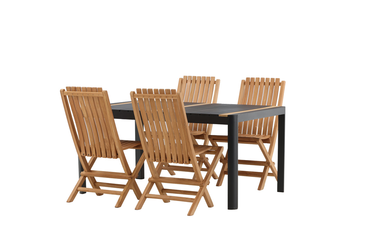 Matstolar Guld + Rektangulära Matbord 90 x 150 Svart