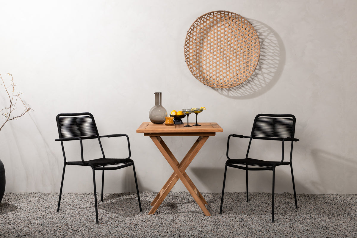 Rectangular Dining Table 70 x 70 Nature + Dining Chairs 2-pack Black