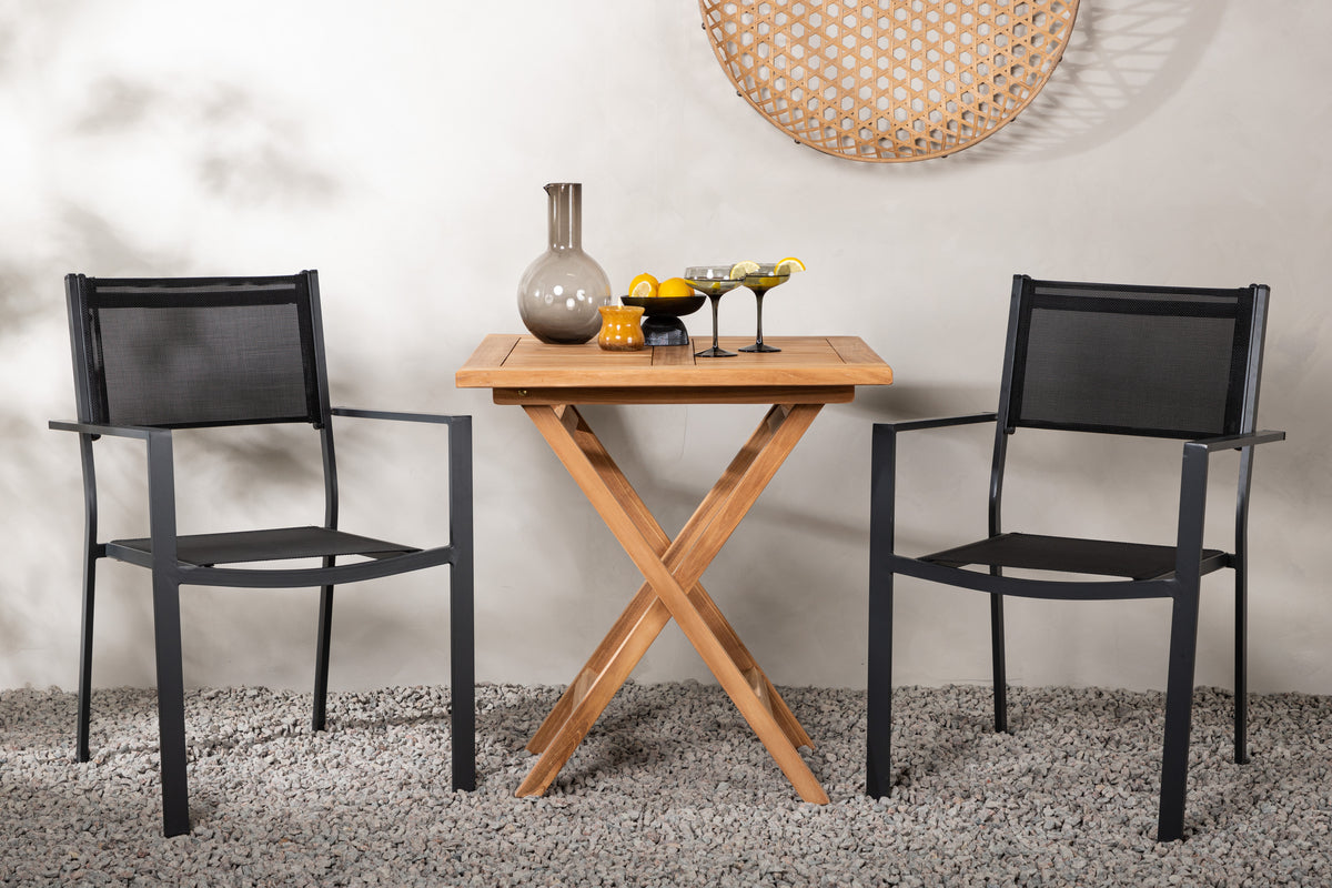 Rectangular Dining Table 70 x 70 Nature + Dining Chairs 2-pack Black