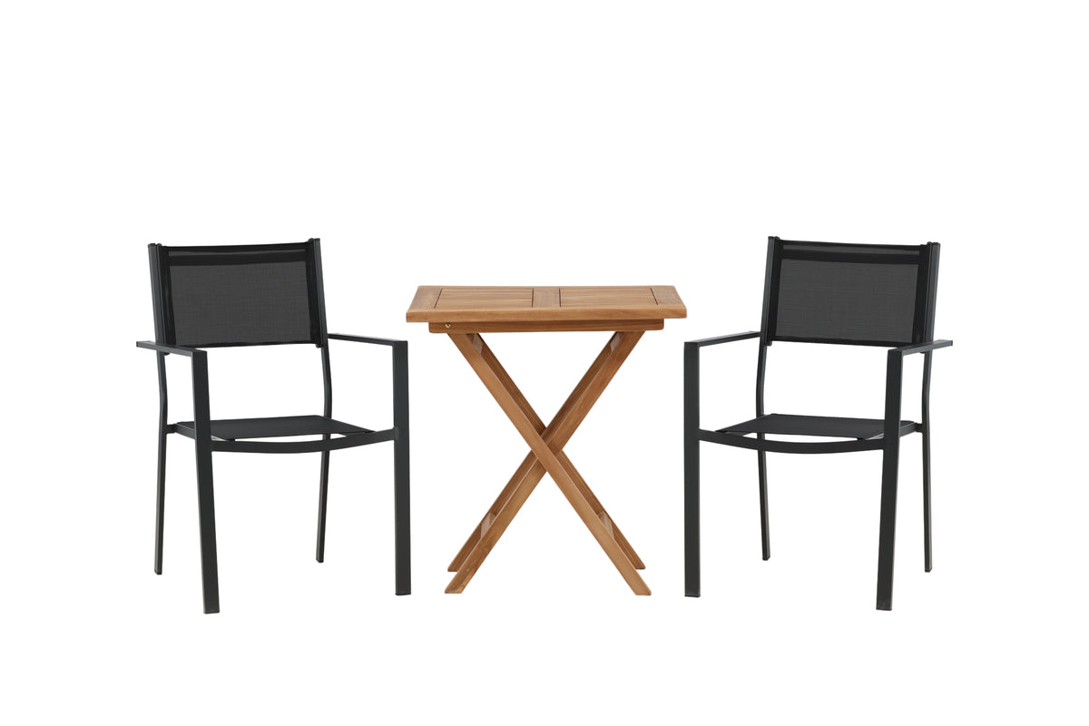 Rectangular Dining Table 70 x 70 Nature + Dining Chairs 2-pack Black
