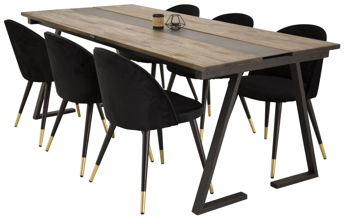 Rektangulära Matbord 75 x 200 x 90 Svart + Matstolar 2-pack Svart - Flextools Est. 2010 | Sweden