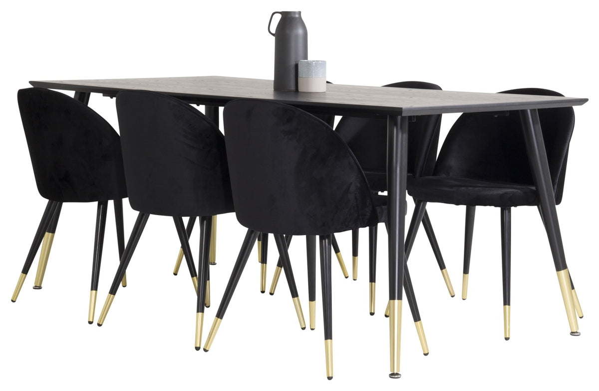 Rektangulära Matbord 180 x 75 x 90 Svart + Matstolar 2-pack Svart - Flextools Est. 2010 | Sweden