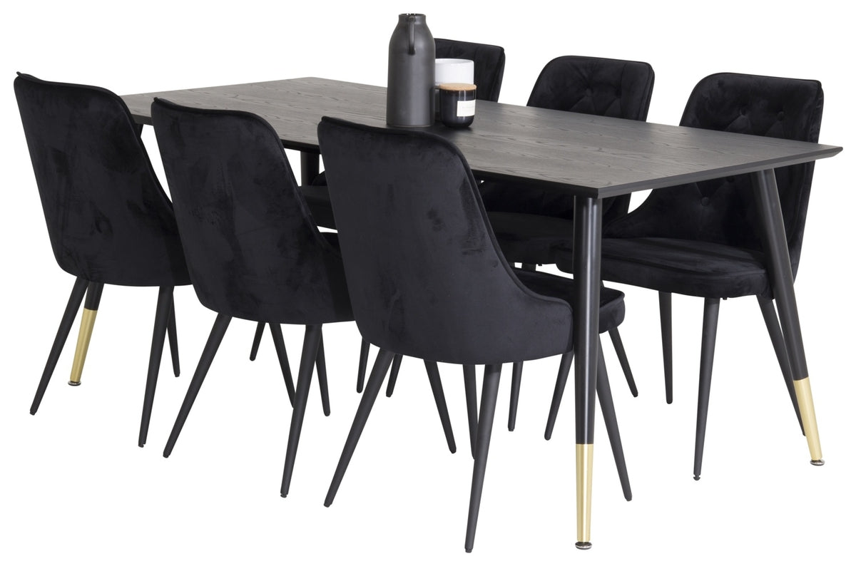 Rektangulära Matbord 180 x 75 x 90 Svart + Matstolar 2-pack Svart - Flextools Est. 2010 | Sweden